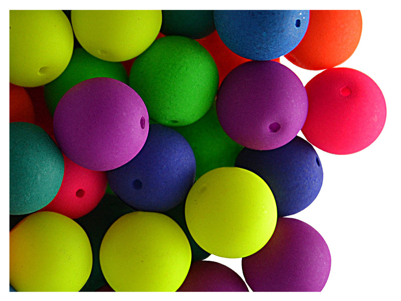 24 pcs Round NEON ESTRELA Beads, 10mm, Mix (UV Active), Czech Glass