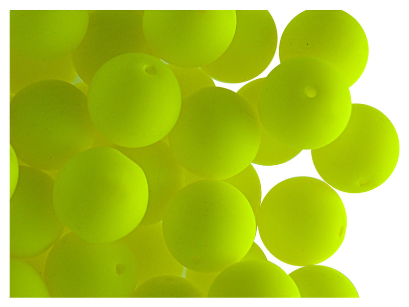 24 pcs Round NEON ESTRELA Beads, 10mm, Yellow (UV Active), Czech Glass