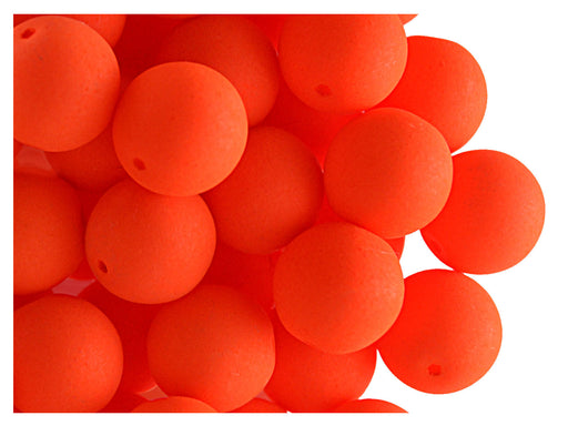 24 pcs Round NEON ESTRELA Beads, 10mm, Orange (UV Active), Czech Glass