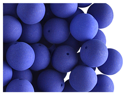 24 pcs Round NEON ESTRELA Beads, 10mm, Dark Blue (UV Active), Czech Glass