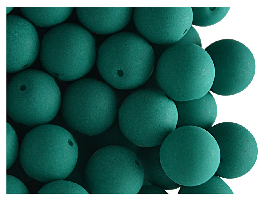 24 pcs Round NEON ESTRELA Beads, 10mm, Emerald Green (UV Active), Czech Glass