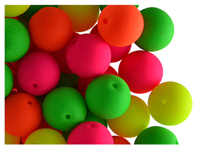 24 pcs Round NEON ESTRELA Beads, 10mm, Warm Mix (UV Active), Czech Glass