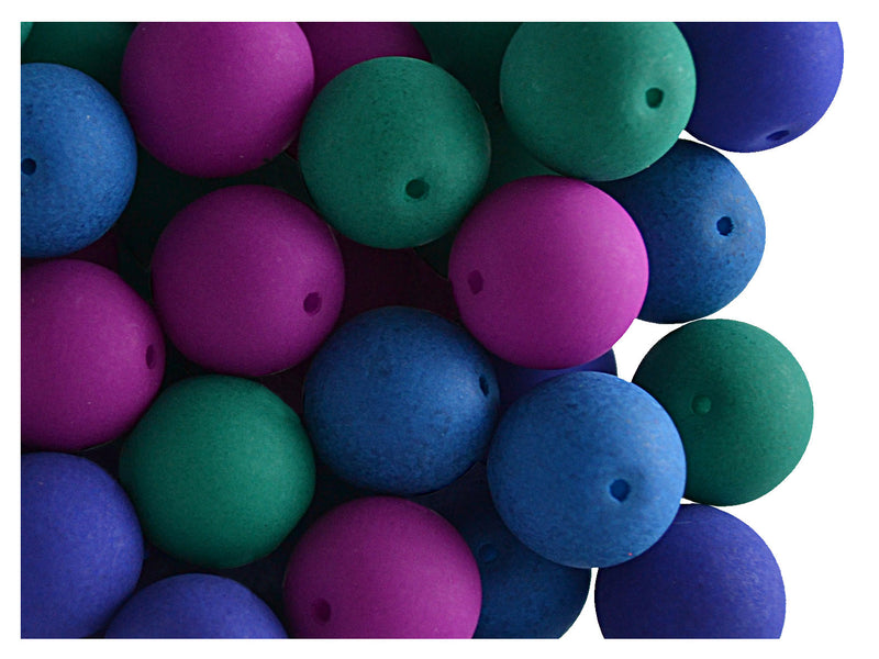 24 pcs Round NEON ESTRELA Beads, 10mm, Dark Mix (UV Active), Czech Glass