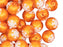 Round Beads 10 mm, Gold Orange Pearl with Snowflake, Czech Glass
