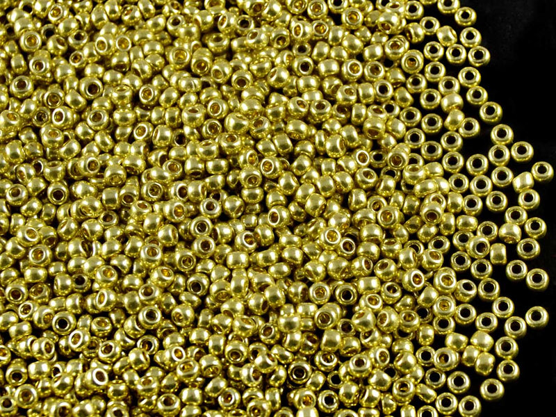 20 g 10/0 Seed Beads Preciosa Ornela, Light Gold Metallic, Czech Glass