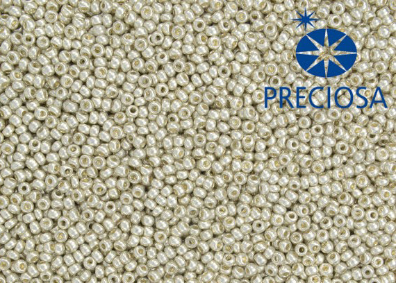 20 g 10/0 Seed Beads Preciosa Ornela, Silver Metallic, Czech Glass