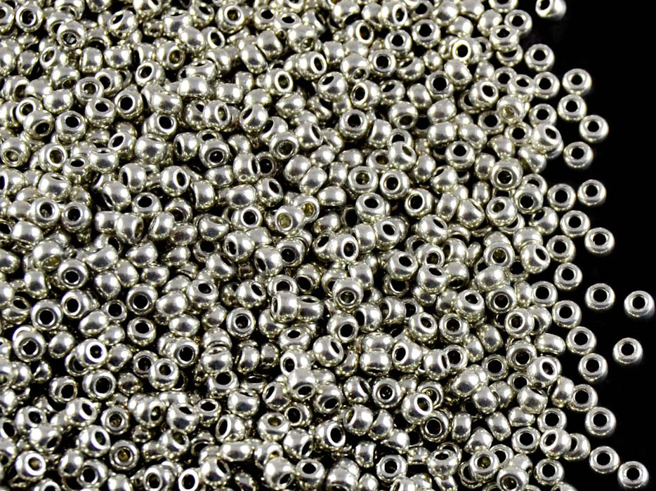 20 g 10/0 Seed Beads Preciosa Ornela, Dark Silver Metallic, Czech Glass