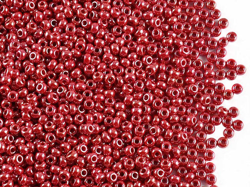 20 g 10/0 Seed Beads Preciosa Ornela, Opaque Red Luster, Czech Glass