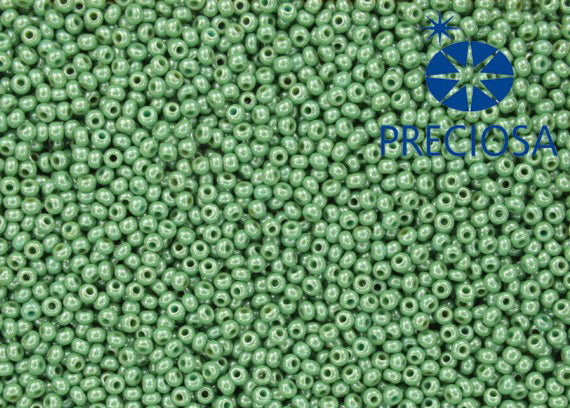 20 g 10/0 Seed Beads Preciosa Ornela, Opaque Light Emerald Luster, Czech Glass