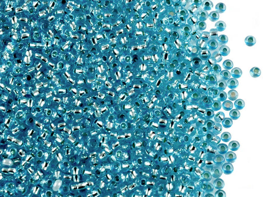20 g 10/0 Seed Beads Preciosa Ornela, Azure Blue Silver Lined, Czech Glass