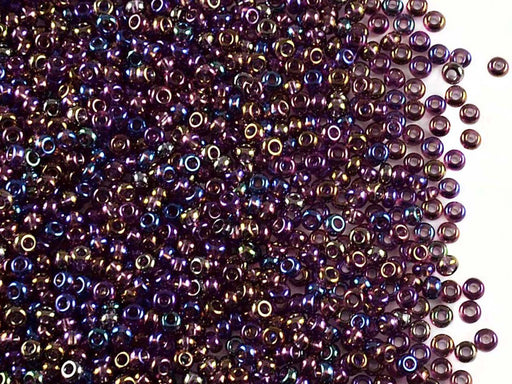 20 g 10/0 Seed Beads Preciosa Ornela, Purple Rainbow Transparent, Czech Glass