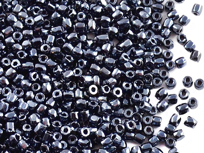 10 g 10/0 3-Cut Seed Beads Preciosa Ornela, Jet Hematite (Gray) Metallic, Czech Glass