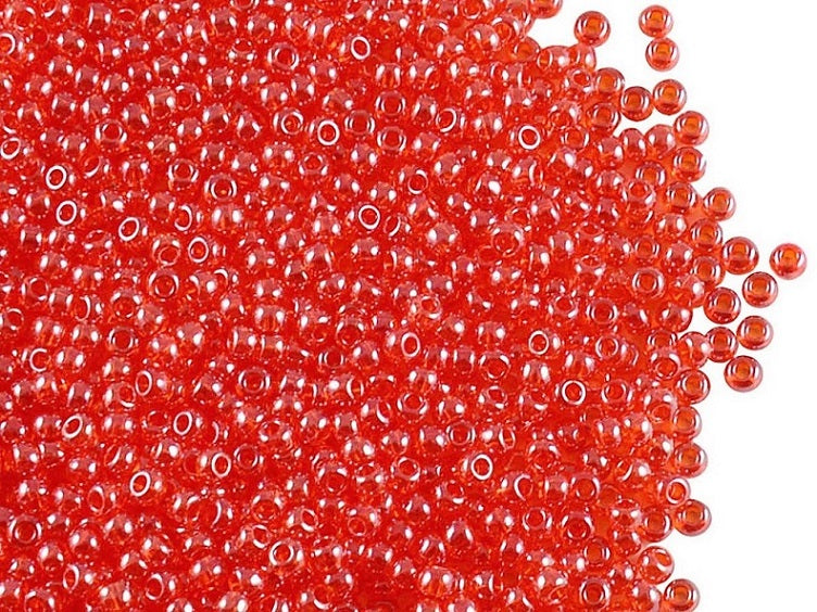 20 g 10/0 Seed Beads Preciosa Ornela, Transparent Salmon Luster, Czech Glass
