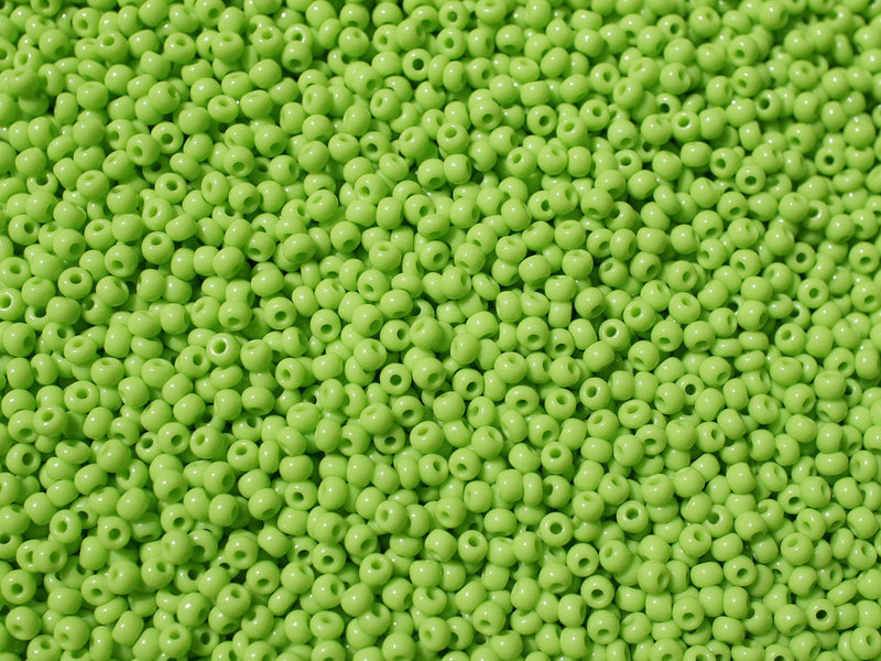 20 g 10/0 Seed Beads Preciosa Ornela, Light Green Opaque, Czech Glass