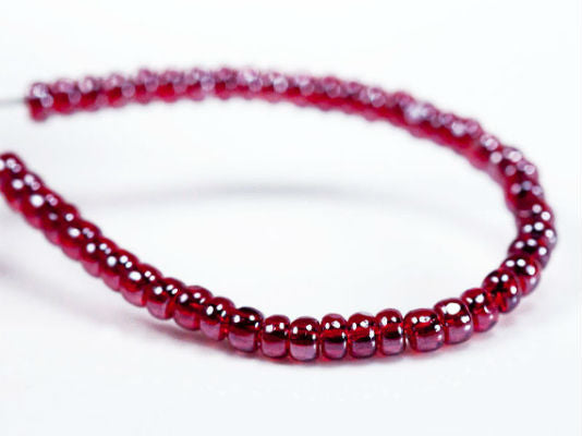 10 g 10/0 1-Cut Seed Beads Charlotte Preciosa Ornela, Ruby White Luster, Czech Glass