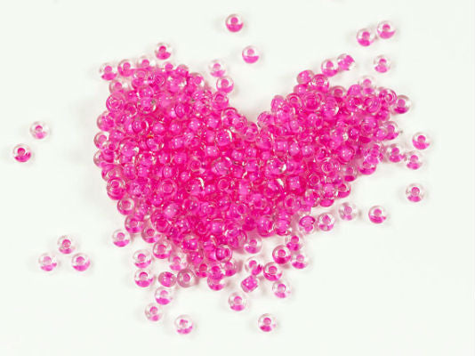 20 g 10/0 Seed Beads Preciosa Ornela, Crystal Hot Pink Lined, Czech Glass