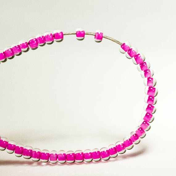20 g 10/0 Seed Beads Preciosa Ornela, Crystal Hot Pink Lined, Czech Glass