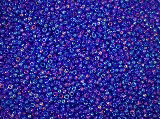 20 g 10/0 Seed Beads Preciosa Ornela, Sapphire Transparent Rainbow, Czech Glass