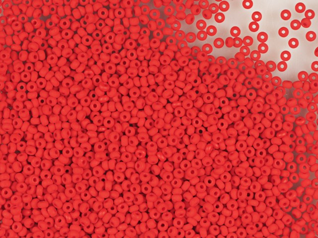 20 g 10/0 Seed Beads Preciosa Ornela, Opaque Red Matte, Czech Glass