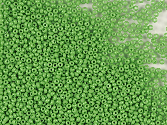 20 g 10/0 Seed Beads Preciosa Ornela, Light Green Opaque, Czech Glass