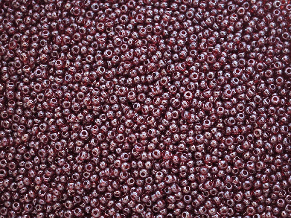 20 g 10/0 Seed Beads Preciosa Ornela, Garnet White Luster, Czech Glass