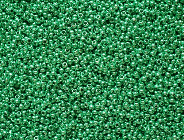 20 g 10/0 Seed Beads Preciosa Ornela, Green Metallic, Czech Glass