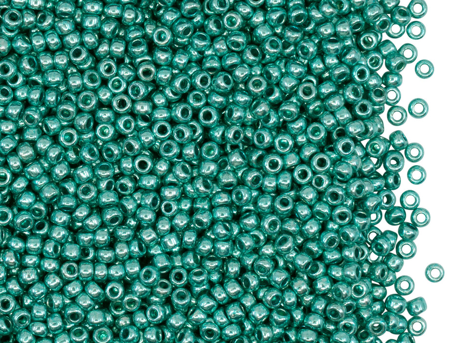 20 g 10/0 Seed Beads Preciosa Ornela, Turquoise Green Metallic, Czech Glass