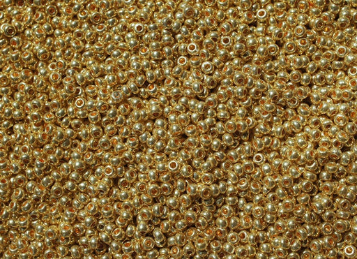20 g 10/0 Seed Beads Preciosa Ornela, Dark Yellow Metallic, Czech Glass