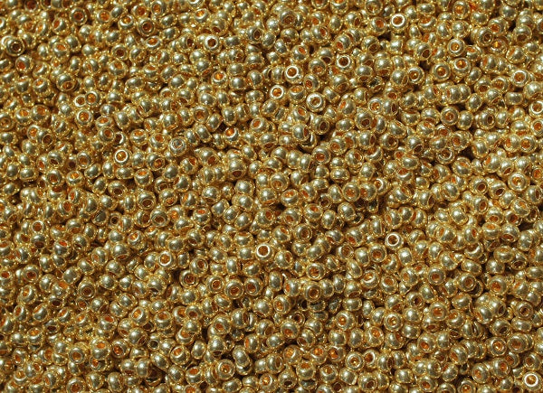 20 g 10/0 Seed Beads Preciosa Ornela, Dark Yellow Metallic, Czech Glass