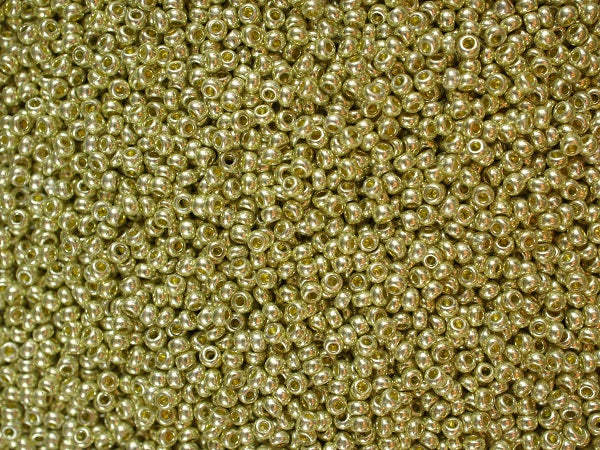 20 g 10/0 Seed Beads Preciosa Ornela, Yellow Metallic, Czech Glass