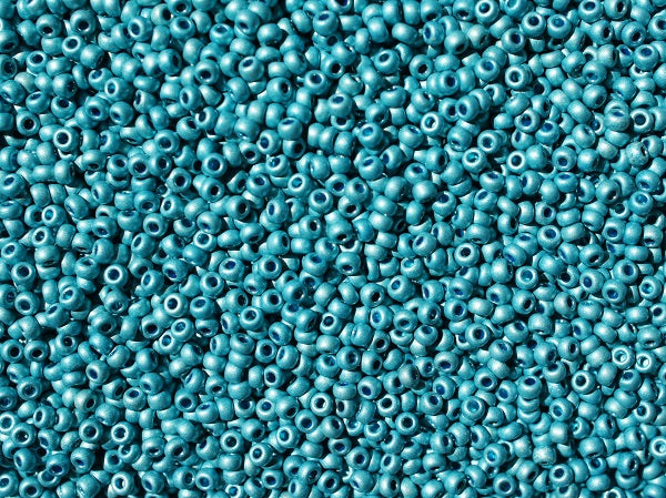 20 g 10/0 Seed Beads Preciosa Ornela, Turquoise Terra Metallic Matte, Czech Glass