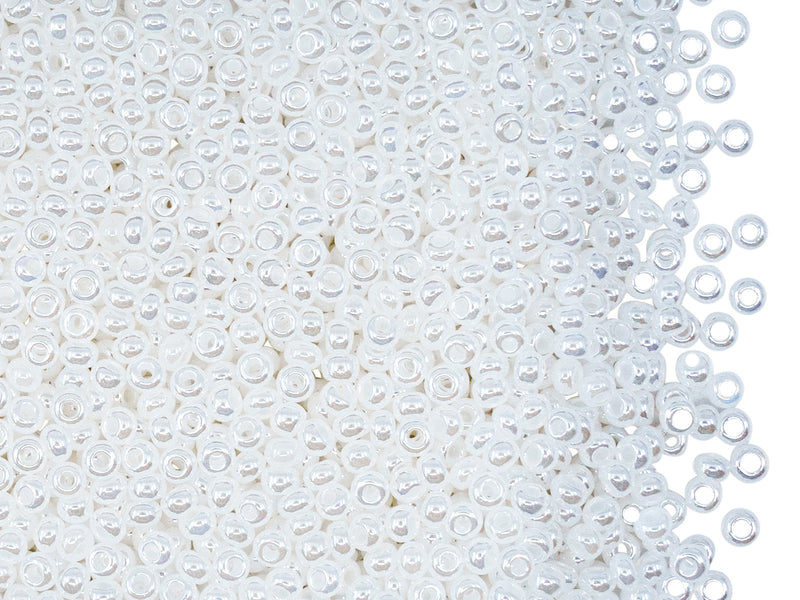 20 g 10/0 Seed Beads Preciosa Ornela, White Alabaster Luster, Czech Glass