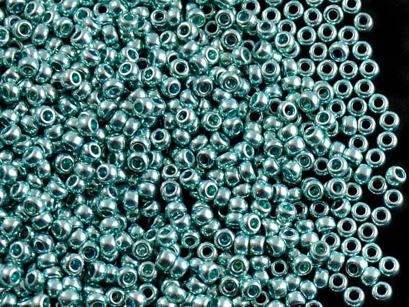 20 g 10/0 Seed Beads Preciosa Ornela, Turquoise Light Blue Metallic, Czech Glass