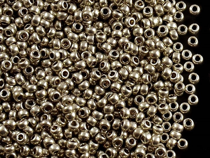 20 g 10/0 Seed Beads Preciosa Ornela, Dark Silver Metallic, Czech Glass