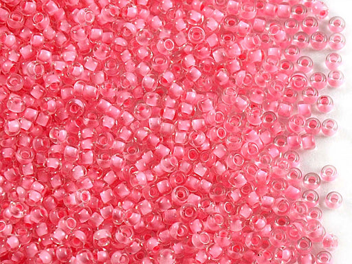 20 g 10/0 Seed Beads Preciosa Ornela, Crystal Pink Lined, Czech Glass