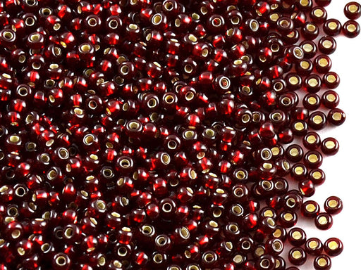 20 g 10/0 Seed Beads Preciosa Ornela, Dark Ruby Silver Lined, Czech Glass