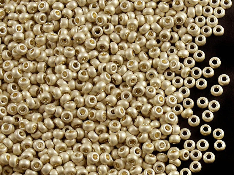 20 g 10/0 Seed Beads Preciosa Ornela, Light Silver Metallic Matte, Czech Glass