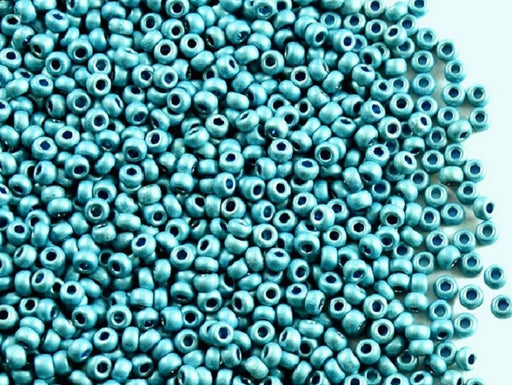 20 g 10/0 Seed Beads Preciosa Ornela, Blue Turquoise Metallic Matte, Czech Glass