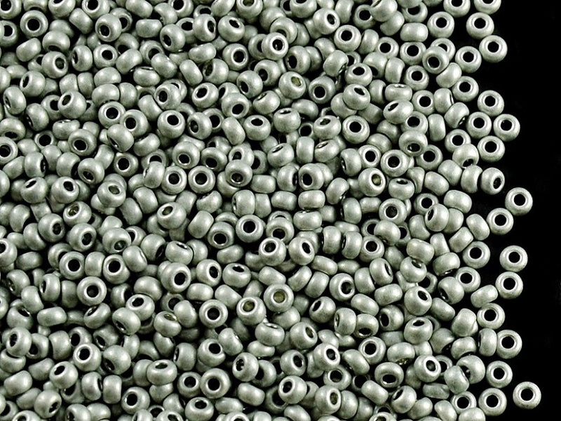 20 g 10/0 Seed Beads Preciosa Ornela, Dark Silver Metallic Matte, Czech Glass