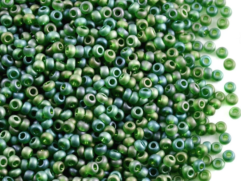20 g 10/0 Seed Beads Preciosa Ornela, Chrysolite AB Matte, Czech Glass