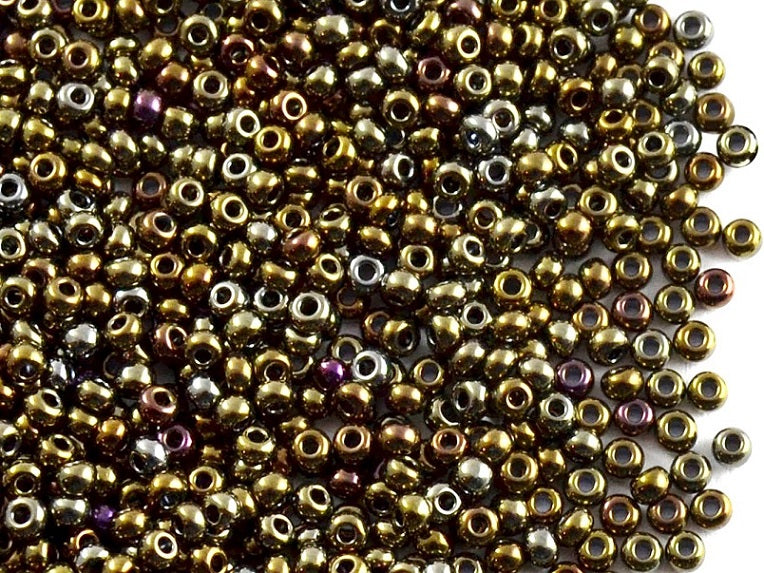 20 g 10/0 Seed Beads Preciosa Ornela, Brown Iris Metallic, Czech Glass