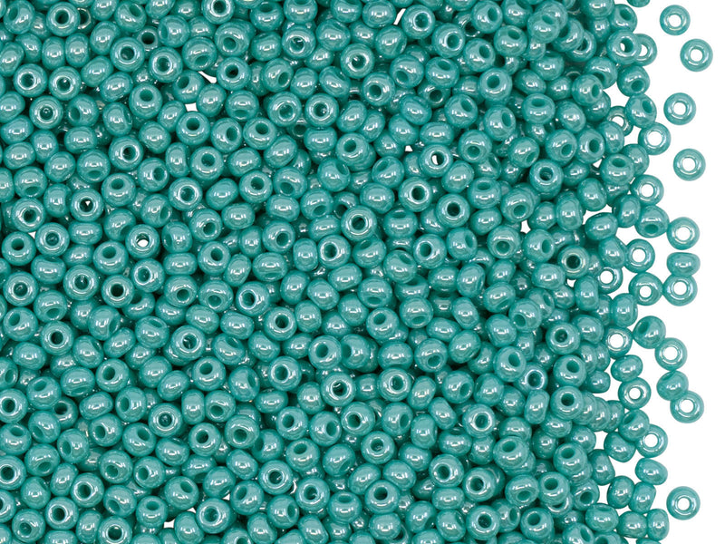 20 g 10/0 Seed Beads Preciosa Ornela, Green Opaque White Luster , Czech Glass
