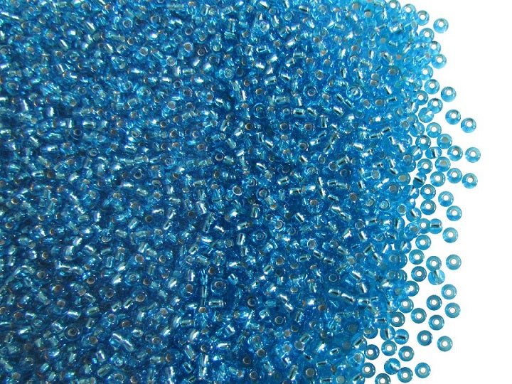 20 g 10/0 Seed Beads Preciosa Ornela, Light Blue Silver Lined, Czech Glass