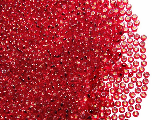 20 g 10/0 Seed Beads Preciosa Ornela, Dark Red Silver Lined, Square Hole, Czech Glass