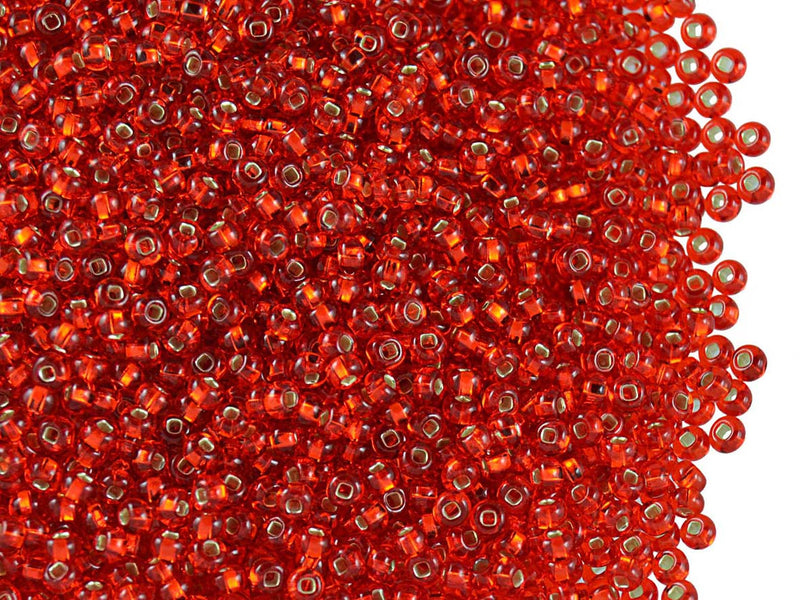 20 g 10/0 Seed Beads Preciosa Ornela, Transparent Orange Silver Lined, Czech Glass