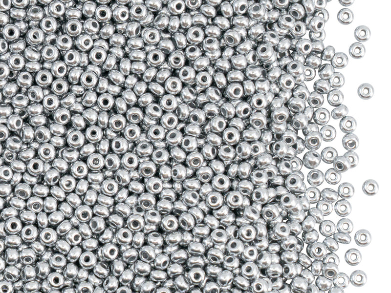 20 g 10/0 Seed Beads Preciosa Ornela, Aluminum Silver, Czech Glass