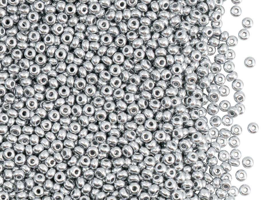 20 g 10/0 Seed Beads Preciosa Ornela, Aluminum Silver, Czech Glass