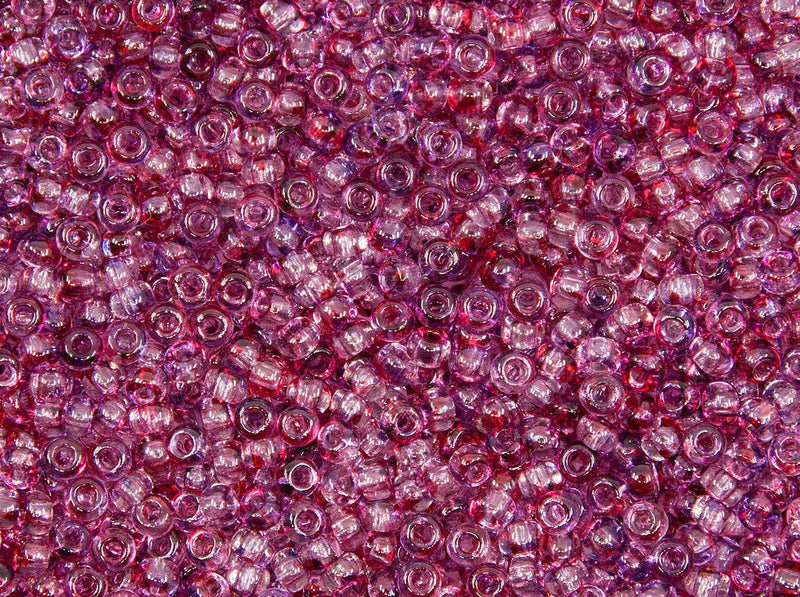 Rocailles 10/0 Crystal Amethyst Fuchsia Two Tone Czech Glass Purple Red