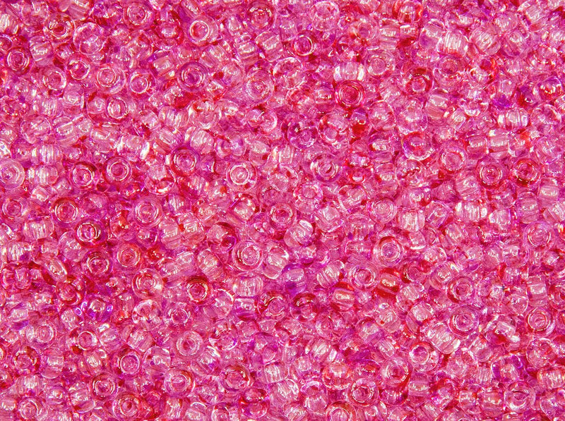 Rocailles 10/0 Crystal Red Pink Two Tone Czech Glass Red Pink
