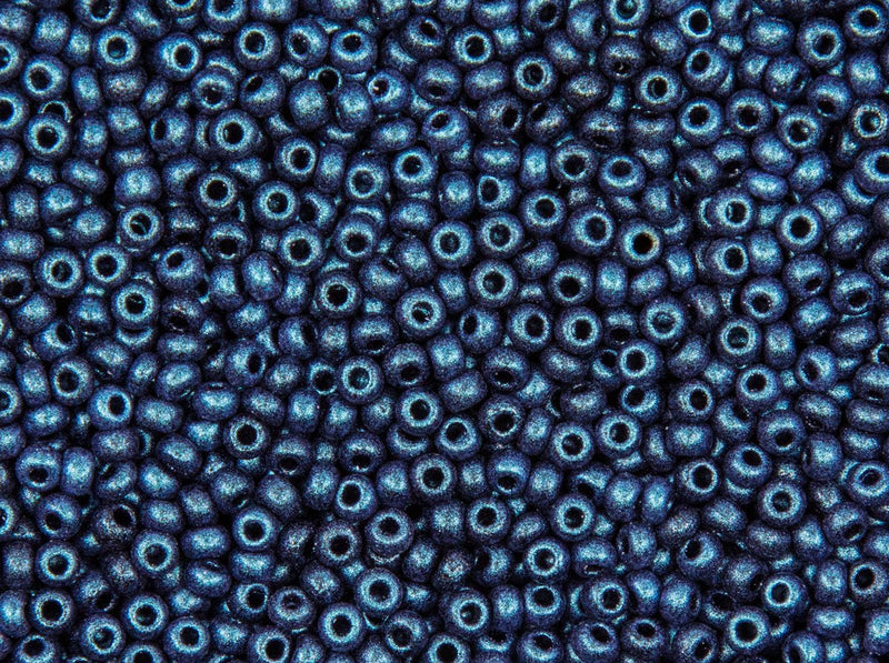 Rocailles 10/0 Jet Polychrome Indigo Orchid Czech Glass Blue Green